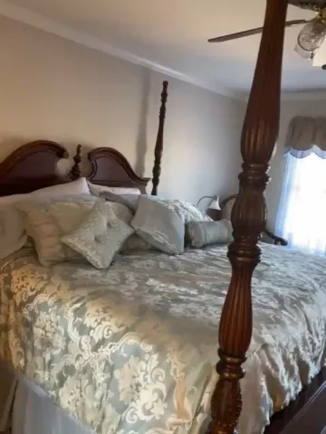 Bedroom turned over guest-ready with fresh bedding